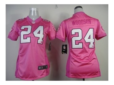 NEW women jerseys oakland raiders #24 woodson pink(love)(woodson)