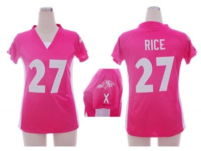 NEW women nfl baltimore ravens #27 ray rice pink jerseys(draft him ii top)