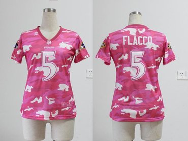 NEW women nfl jerseys Baltimore Ravens #5 Joe Flacco pink(fashion camo)