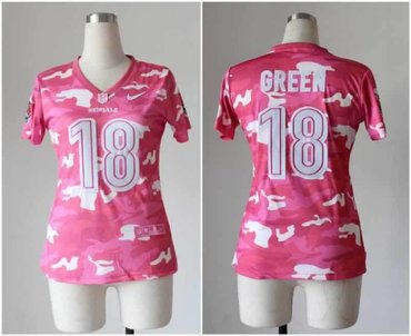 NEW women nfl jerseys Cincinnati Bengals #18 A.J. Green pink(fashion camo)