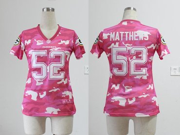 NEW women nfl jerseys Green Bay Packers 52 Clay Matthews pink(fashion camo)