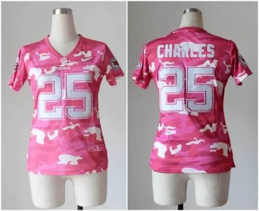 NEW women nfl jerseys Kansas City Chiefs 25# Jamaal Charles pink(fashion camo)
