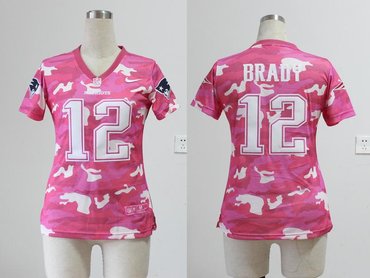 NEW women nfl jerseys New England Patriots 12 Tom Brady pink(fashion camo)