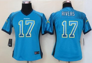 NEW women nfl jerseys San Diego Chargers 17 Philip Rivers Blue(Elite drift fashion)