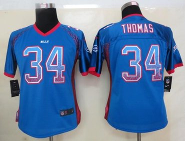 NEW women nfl jerseys buffalo bills #34 thomas blue(Elite drift fashion)