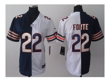 NEW women nfl jerseys chicago bears #22 matt forte white-blue(Elite split)