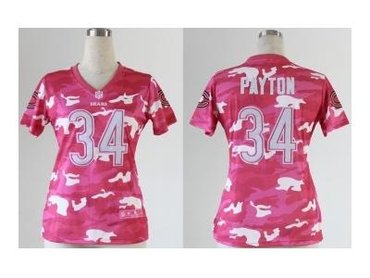 NEW women nfl jerseys chicago bears #34 payton pink(fashion camo)