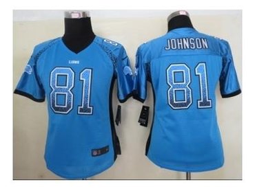 NEW women nfl jerseys detroit lions #81 calvin johnson blue(Elite drift fashion)