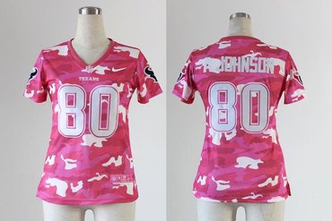 NEW women nfl jerseys houston texans #80 a.johnson pink(fashion camo)