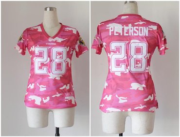 NEW women nfl jerseys minnesota vikings #28 adrian peterson pink(fashion camo)