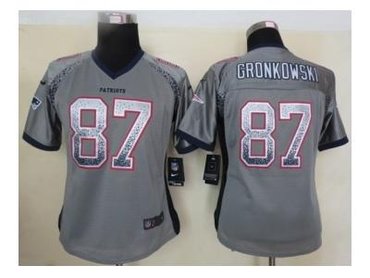 NEW women nfl jerseys new england patriots #87 gronkowski grey(Elite drift fashion)
