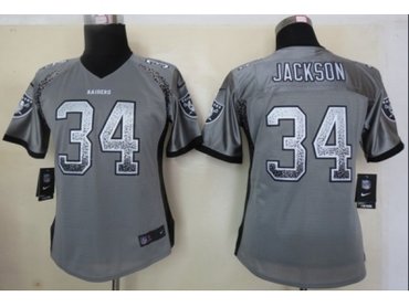 NEW women nfl jerseys oakland raiders #34 bo jackson grey(Elite drift fashion)