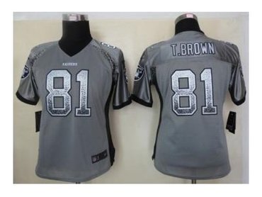 NEW women nfl jerseys oakland raiders #81 t.brown grey(Elite drift fashion)