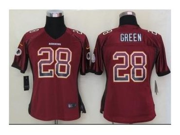 NEW women nfl jerseys washington redskins #28 green burgundy red(Elite drift fashion)