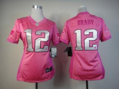 NEWWomen New England Patriots #12 Tom Brady Pink Jerseys(love s)