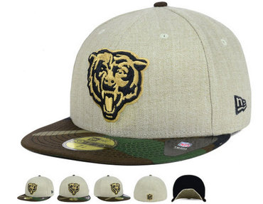 NFL Chicago Bears Cream Fitted Hats--60