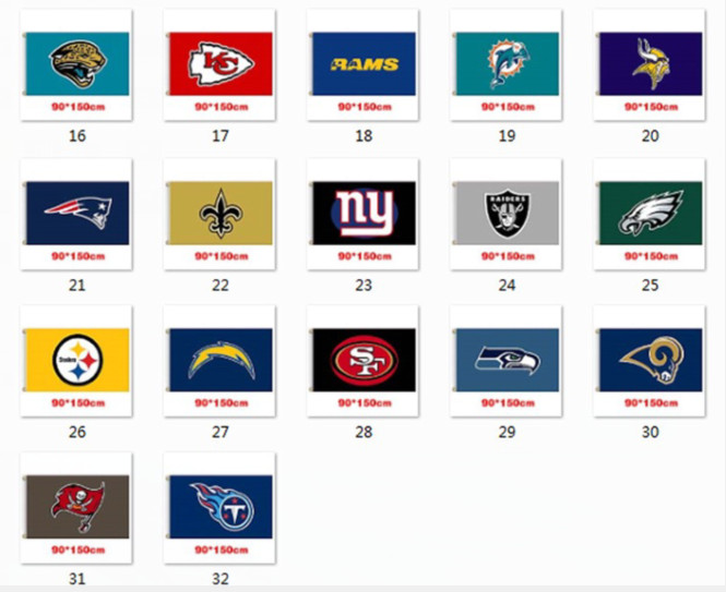 NFL Flag Size 3X5Ft Please email us the  number on the picture