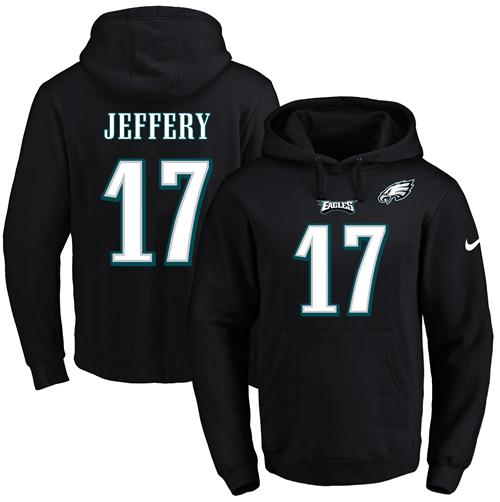 NFL Men's Nike Eagles #17 Alshon Jeffery Black Name & Number Pullover NFL Hoodie