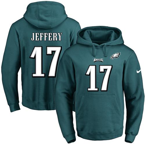 NFL Men's Nike Eagles #17 Alshon Jeffery Midnight Green Name & Number Pullover NFL Hoodie