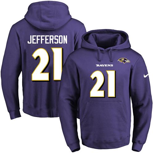 NFL Men's Nike Ravens #21 Tony Jefferson Purple Name & Number Pullover NFL Hoodie