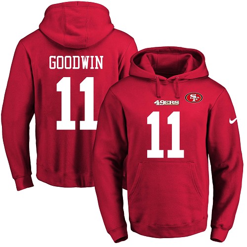 NFL Men's Nike San Francisco 49ers #11 Marquise Goodwin Red Name & Number Pullover Hoodie