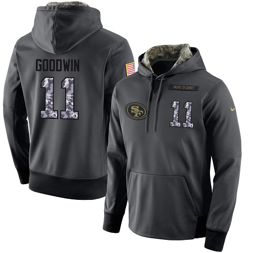 NFL Men's Nike San Francisco 49ers #11 Marquise Goodwin Stitched Black Anthracite Salute to Service Player Performance Hoodie