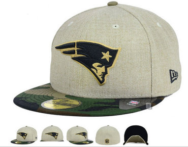 NFL New England Patriots Cream Fitted Hats--60