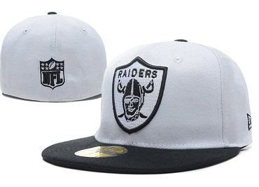 NFL Oakland Raiders White Fitted Hats--LX