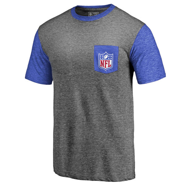 NFL Shield Logo Pro Line By Fanatics Branded Heathered Gray Royal Refresh Pocket T-Shirt