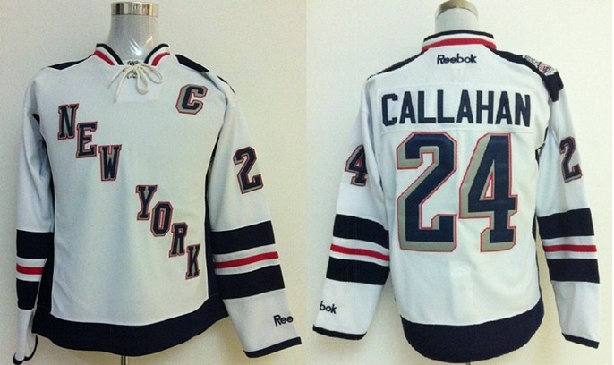 NHL Ice #24 White Callahan New York Rangers jersey