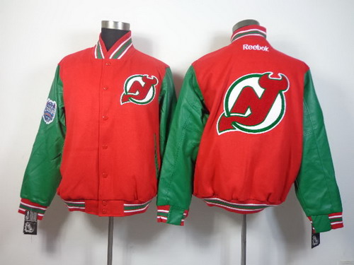 NHL Team Jacket New Jersey Devils Blank Red Wool Fabric Stitched