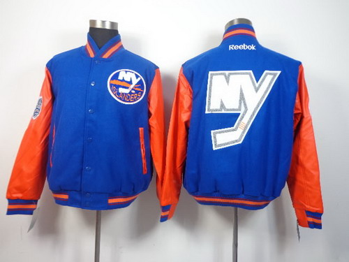 NHL Team Jacket New York Islanders Blank Light Blue Wool Fabric Stitched