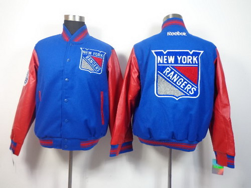 NHL Team Jacket New York Rangers Blank Light Blue Wool Fabric Stitched