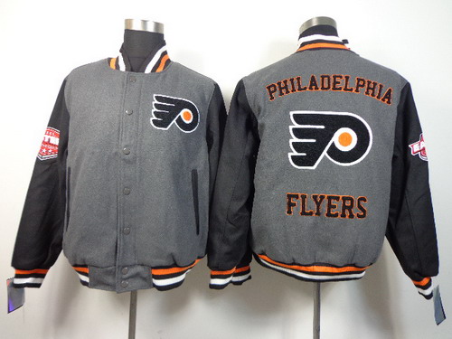 NHL Team Jacket Philadelphia Flyers Blank Gray Wool Fabric Stitched