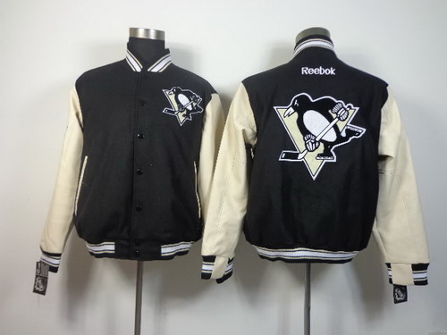 NHL Team Jacket Pittsburgh Penguins Blank Black Wool Fabric Stitched