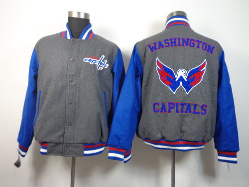 NHL Team Jacket Washington Capitals Blank Gray Wool Fabric