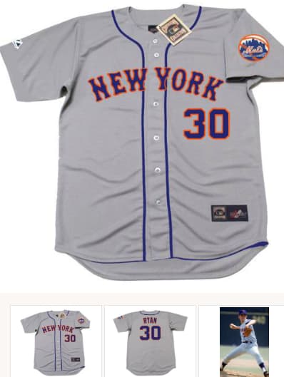 NOLAN RYAN New York Mets 1969 Away Majestic Baseball Throwback Jersey