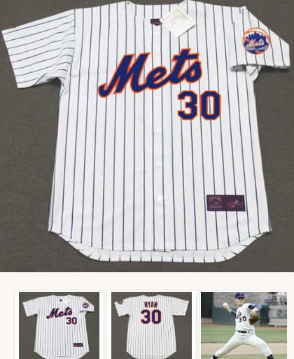 NOLAN RYAN New York Mets 1969 Home Majestic Baseball Throwback Jersey