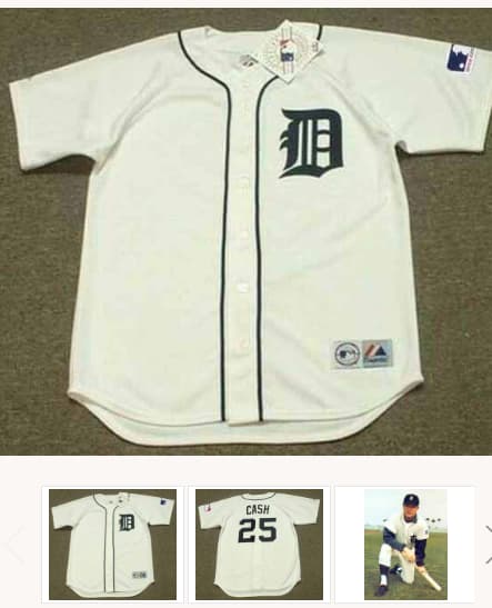 NORM CASH Detroit Tigers 1969 Home Majestic Throwback Baseball Jersey