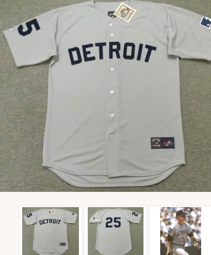 NORM CASH Detroit Tigers 1969 Majestic Cooperstown Away Baseball Jersey