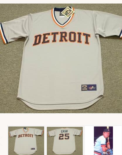 NORM CASH Detroit Tigers 1972 Majestic Cooperstown Throwback Away Baseball Jersey
