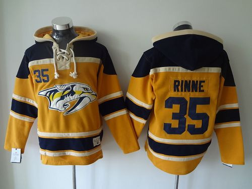 Nashville Predators #35 Pekka Rinne Yellow Sawyer Hooded Sweatshirt Stitched NHL Jersey