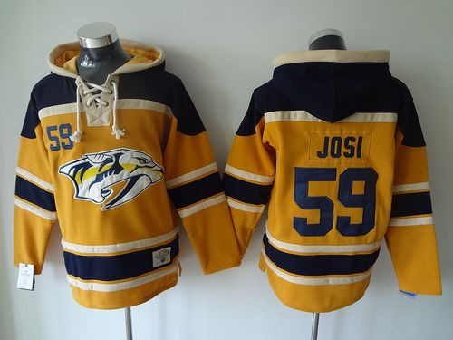 Nashville Predators #59 Roman Josi Yellow Sawyer Hooded Sweatshirt Stitched NHL Jersey