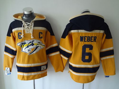 Nashville Predators #6 Shea Weber Yellow Sawyer Hooded Sweatshirt Stitched NHL Jersey
