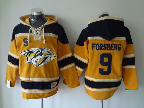 Nashville Predators #9 Filip Forsberg Yellow Sawyer Hooded Sweatshirt Stitched NHL Jersey