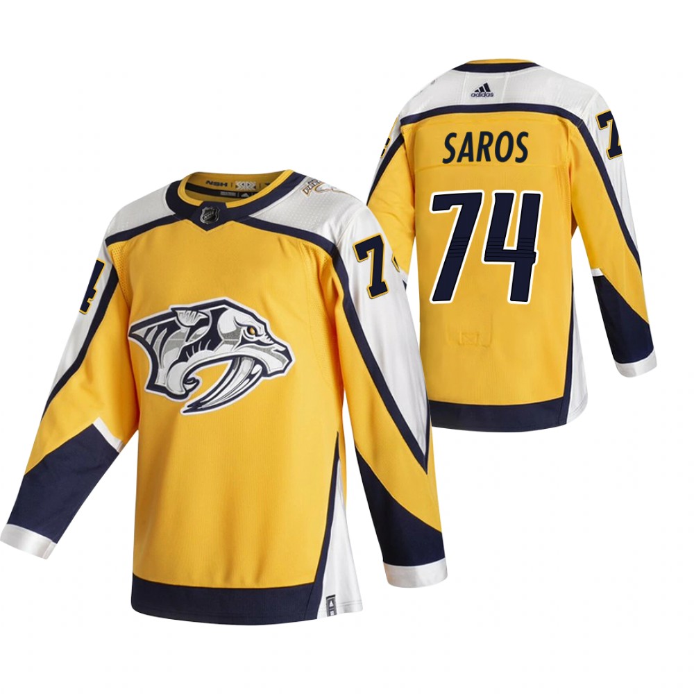 Nashville Predators 2021 Reverse Retro Juuse Saros Gold Jersey Special Edition Authentic