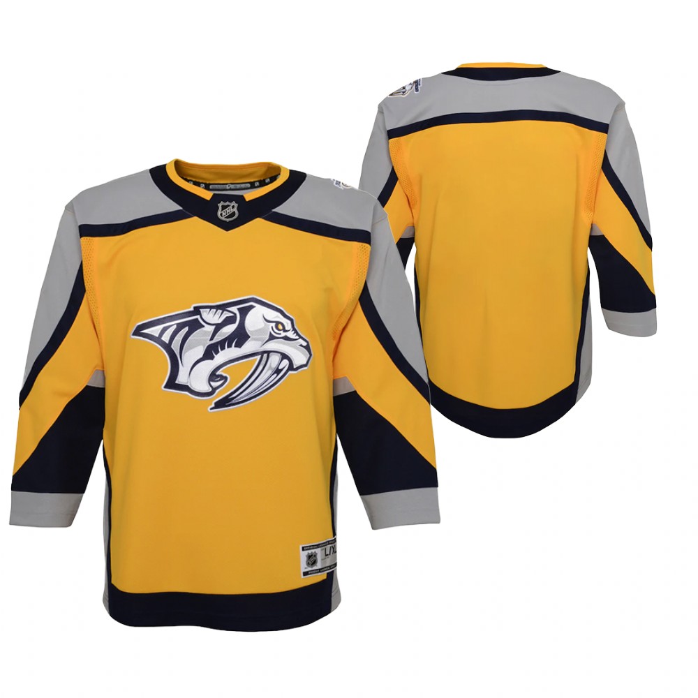 Nashville Predators 2021 Reverse Retro Yellow Youth Jersey Premier