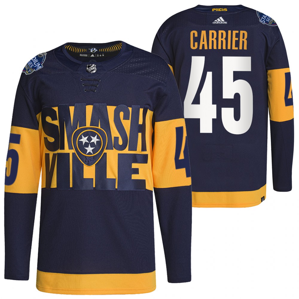 Nashville Predators Alexandre Carrier Navy 2022 Stadium Series Primegreen Authentic Jersey