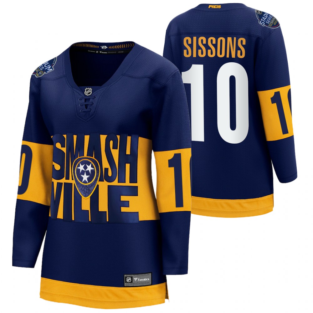Nashville Predators Colton Sissons Women Navy 2022 Stadium Series Jersey