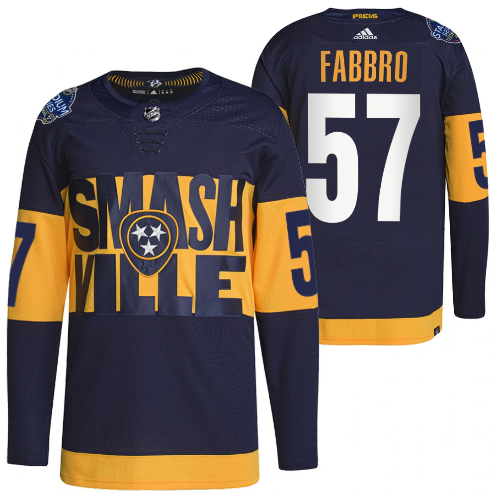 Nashville Predators Dante Fabbro Navy 2022 Stadium Series Primegreen Authentic Jersey